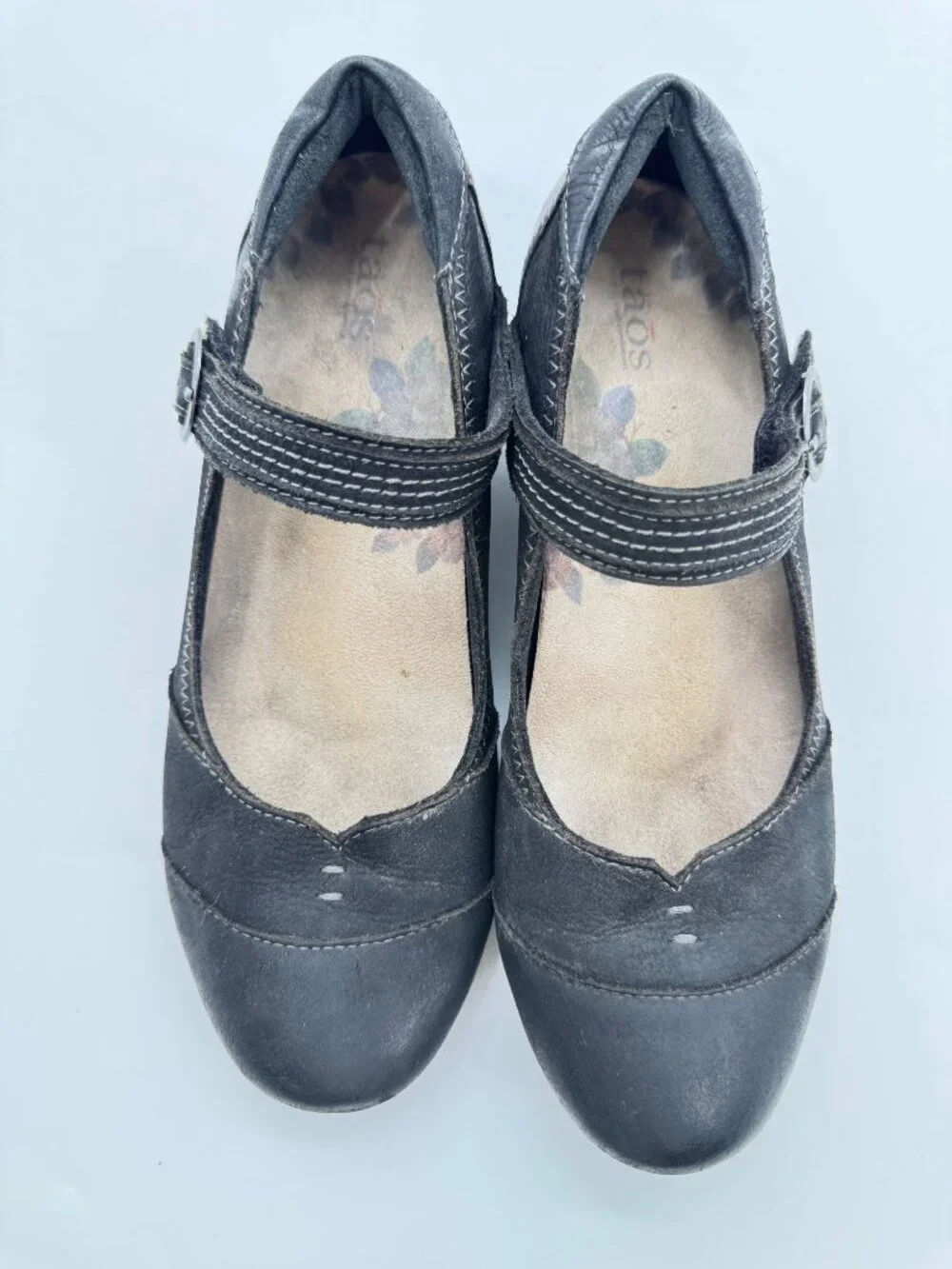 Taos Black Leather Virtue Mary Jane Shoes Womens Size 7 US / 38 EU With Adjustab - Picture 7 of 11